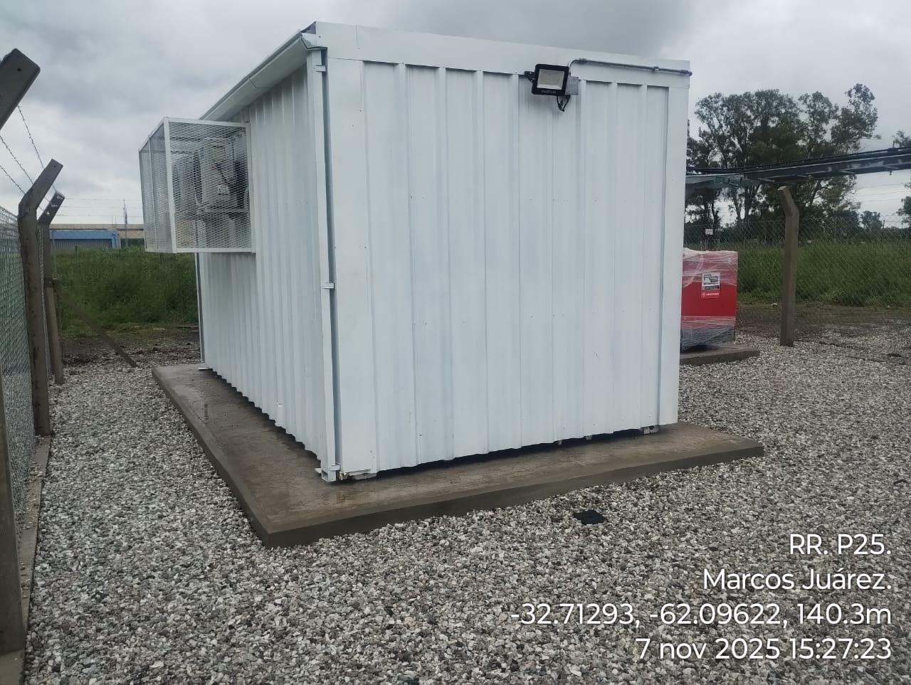Shelter de telecomunicaciones del sitio P25 de Marcos Juárez